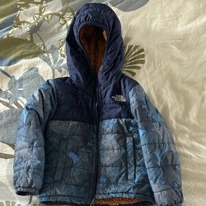 The North Face Kids Navy and Light Blue Puffer Coat